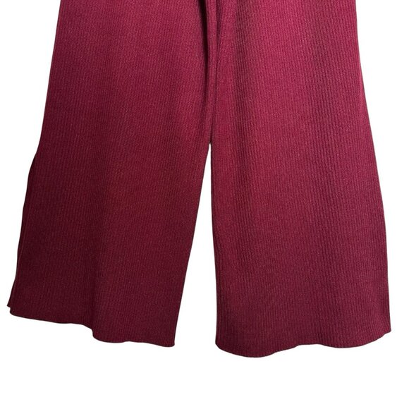 Anthropologie Maroon Small Ribbed Harem Pants Boho Lounge Wide Leg Cropped Ankle - Picture 9 of 11